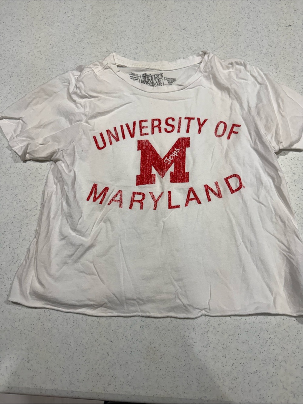 Original Retro Brand White Tee with Red University of Maryland Logo